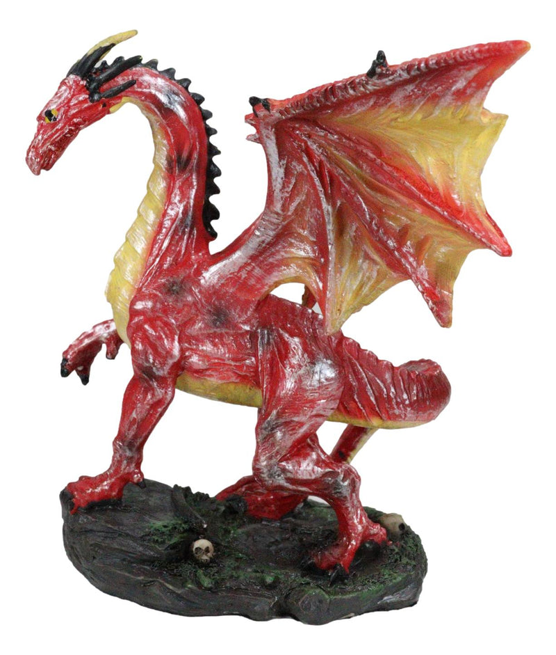 Fantasy Midnight Leviathan Red Dragon Standing On Volcanic Rock Small Figurine