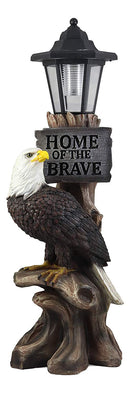 Ebros 'Home of The Brave' Patriotic Eagle Night Light Statue Solar LED Lantern