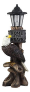 Ebros 'Home of The Brave' Patriotic Eagle Night Light Statue Solar LED Lantern