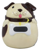 Ebros Ceramic Adorable Fat Puppy Dog With Brown Eye Patch And Bone Collar Cookie Jar