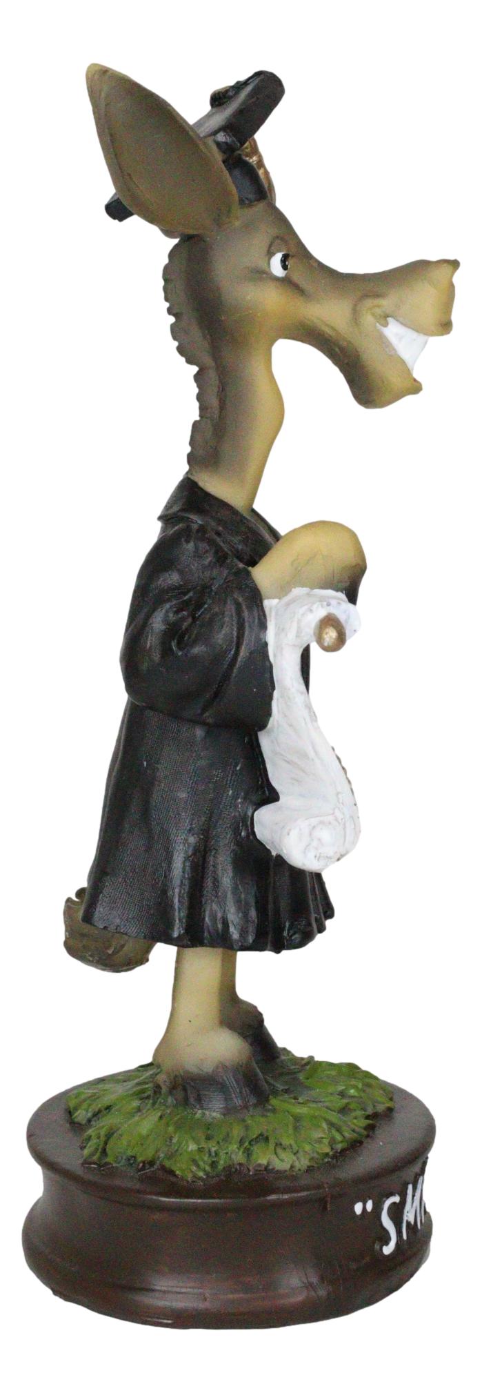 Comical Smart Ass Donkey with Diploma In Graduation Outfit Tassel Hat Figurine - Ebros Gift