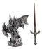Ebros Gift Legendary Silver Dragon Protecting Castle Tower Letter Opener Figurine Sculpture Home and Office Decorative Sculpture Medieval Renaissance Dungeons and Dragons Fantasy