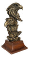 Patriotic Rustic American Bald Eagles Head Bust Figurine With Faux Wood Stand