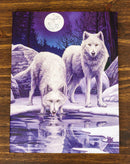 Winter Warrior Frozen Snow Wolves With Full Moon Wood Framed Canvas Wall Decor