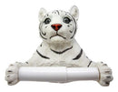 Jungle White Siberian Bengal Tiger Baby Cub Toilet Paper Holder Figurine 8.25"H