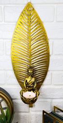 Ebros Meditating Buddha On Lotus With Leaf Tea Light Votive Candle Holder Wall Decor