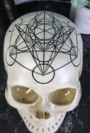 Sacred Geometry Metatron Cube Earth And Heaven Cosmic Energy Skull Figurine