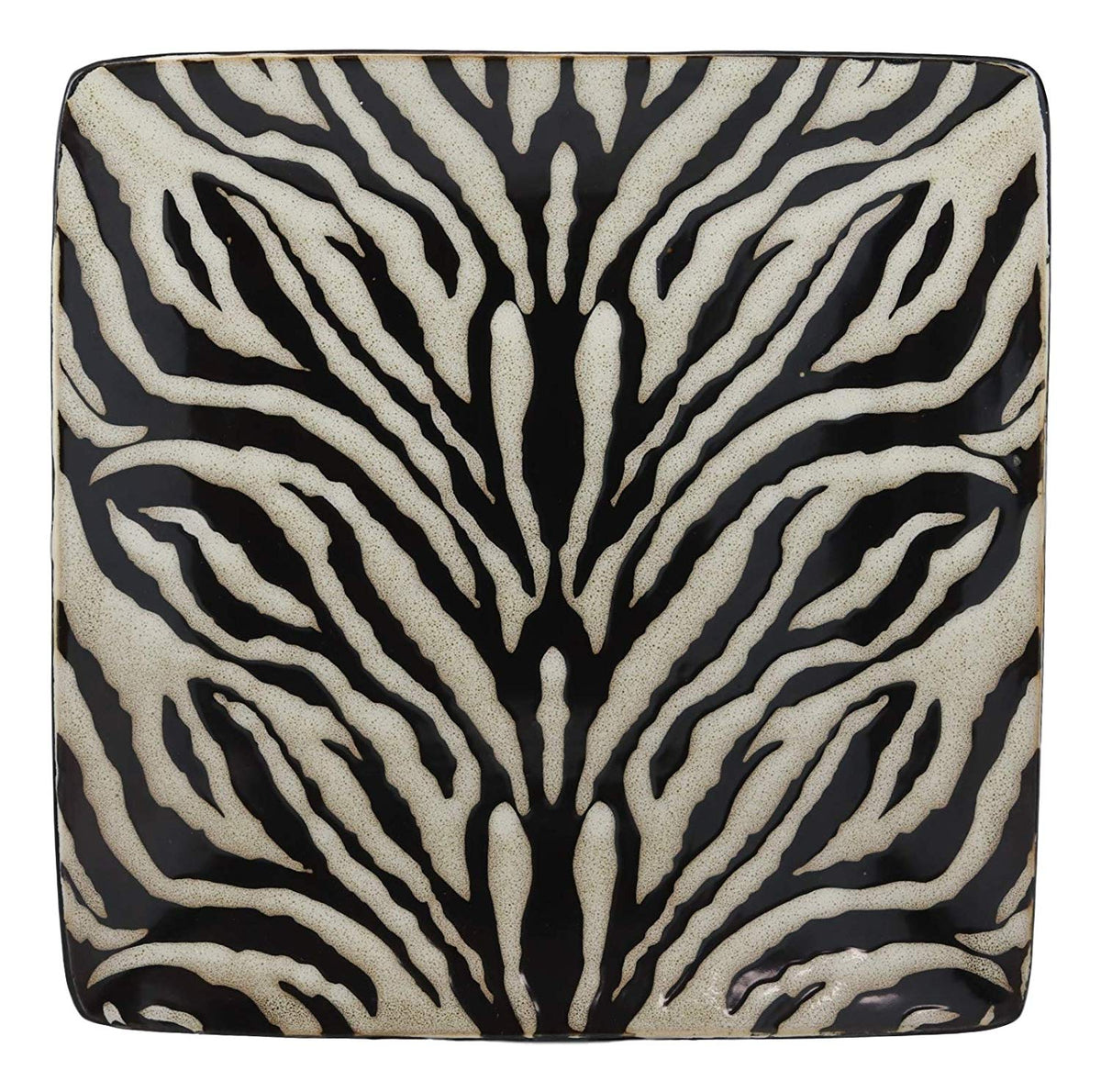 Ebros Giant Cat Tiger Prints Large Square Dinner Plate Set of 2 10.75"Plates