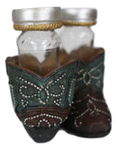 Ebros Fancy Beads Turquoise Pair Of Cowgirl Boots Salt and Pepper Shakers Holder Set