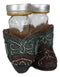 Ebros Fancy Beads Turquoise Pair Of Cowgirl Boots Salt and Pepper Shakers Holder Set