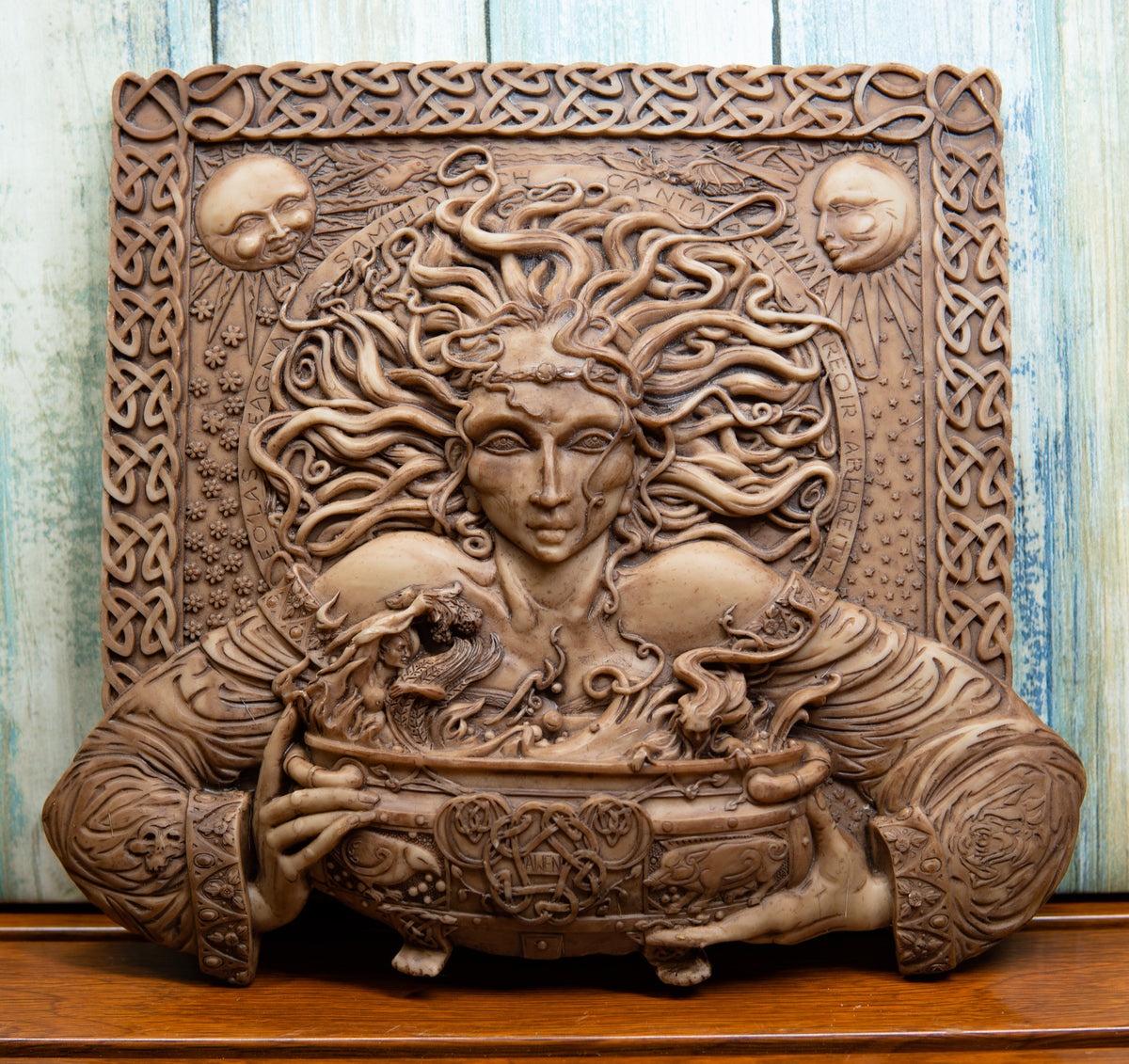 Ebros Goddess of Rebirth Cerridwen Magical Potions Cauldron Hanging Wall Plaque - Ebros Gift