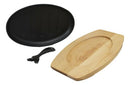 Enameled Cast Iron Fajita Skillet Japanese Steak Ridged Plate & Base Set 10.5"L