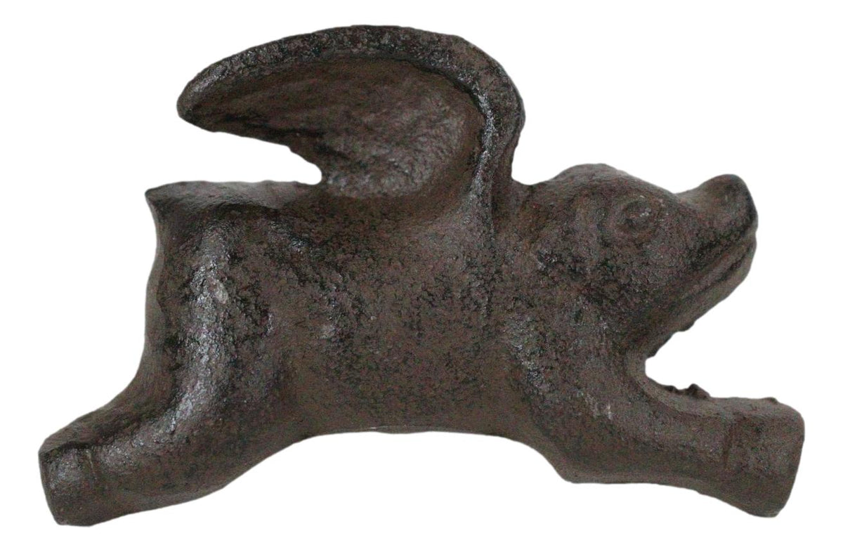Pack of 6 Cast Iron Rustic Country Flying Pigs Cabinet Dresser Drawer Door Knobs