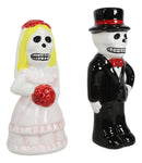 Dias De Los Muertos Wedding Vows Sugar Skulls Ceramic Salt Pepper Shakers Set