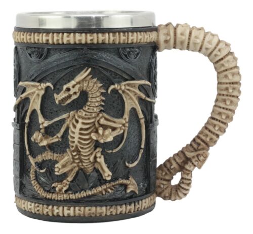 Large Legendary Ossuary Dragon Skeleton Tankard Mug 16oz Fossil Bones Dragon Cup