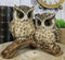 Mystical Forest Great Horned Owlet Owl Birds Couple Pair On Tree Branch Statue