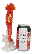 Ebros Ocean Marine Sea Life Red Seahorse Swimming Over Coral Reef Statue 9"H
