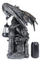 Ebros Dark Beacon Dragon Guardian of Styx Castle Gate Statue W/ Solar LED Light