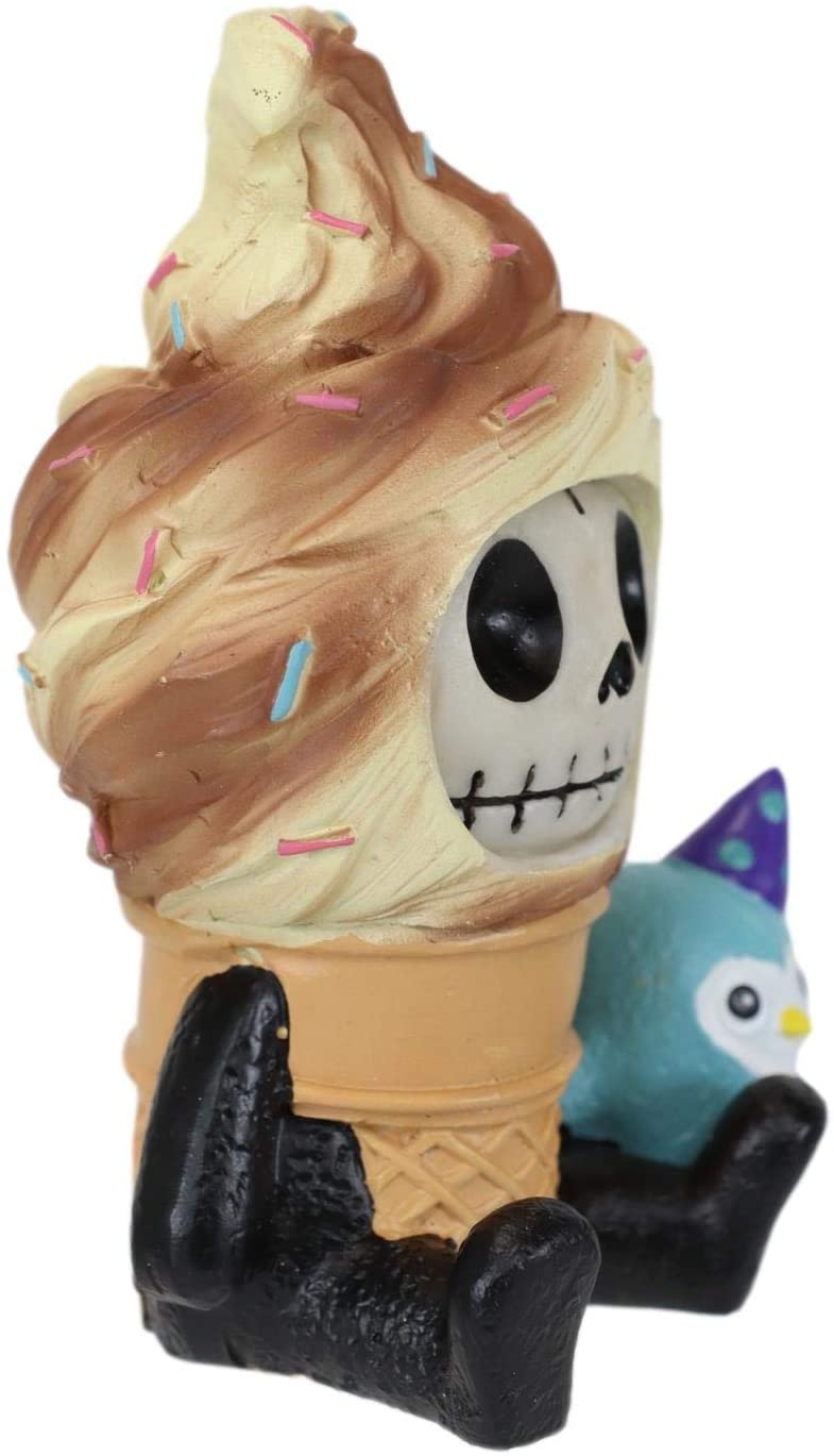 Ebros Furry Bones Sweet Tooth Ice Cream Swirl On Sugar Cone Skeleton Figurine