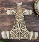 Ebros Thor Hammer Wall Decor Viking God Thor Bone Mjolnir Wall Plaque Thunder God Avatar Figurine Collectible