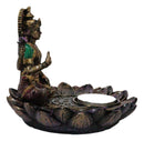 Hindu Goddess Sri Lakshmi On Lotus Padma Flower Votive Candle Holder Figurine