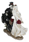 Love Never Dies Skeleton Bridal Couple Kissing On Bicycle W Rose Basket Figurine