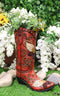 Western Country Angel Wings Heart Roses Scrollwork Cowgirl Red Boot Flower Vase