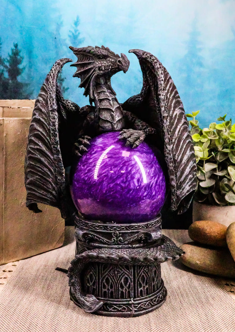 Ebros Midnight Climbing Winged Dragon Purple Blood Sandstorm Ball Statue 10"H