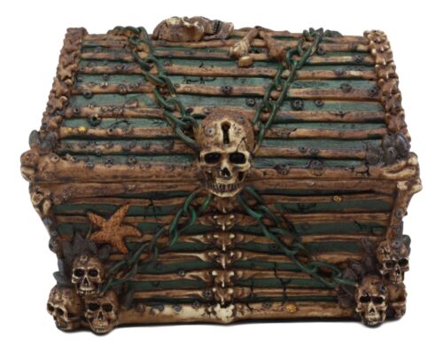 Ebros Pirate Davy Jones Skulls And Bones Treasure Chest Design Decorative Jewelry Box