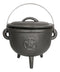 Cast Iron Occult Wicca Pentagram Star In Circle Cauldron With Handle and Lid