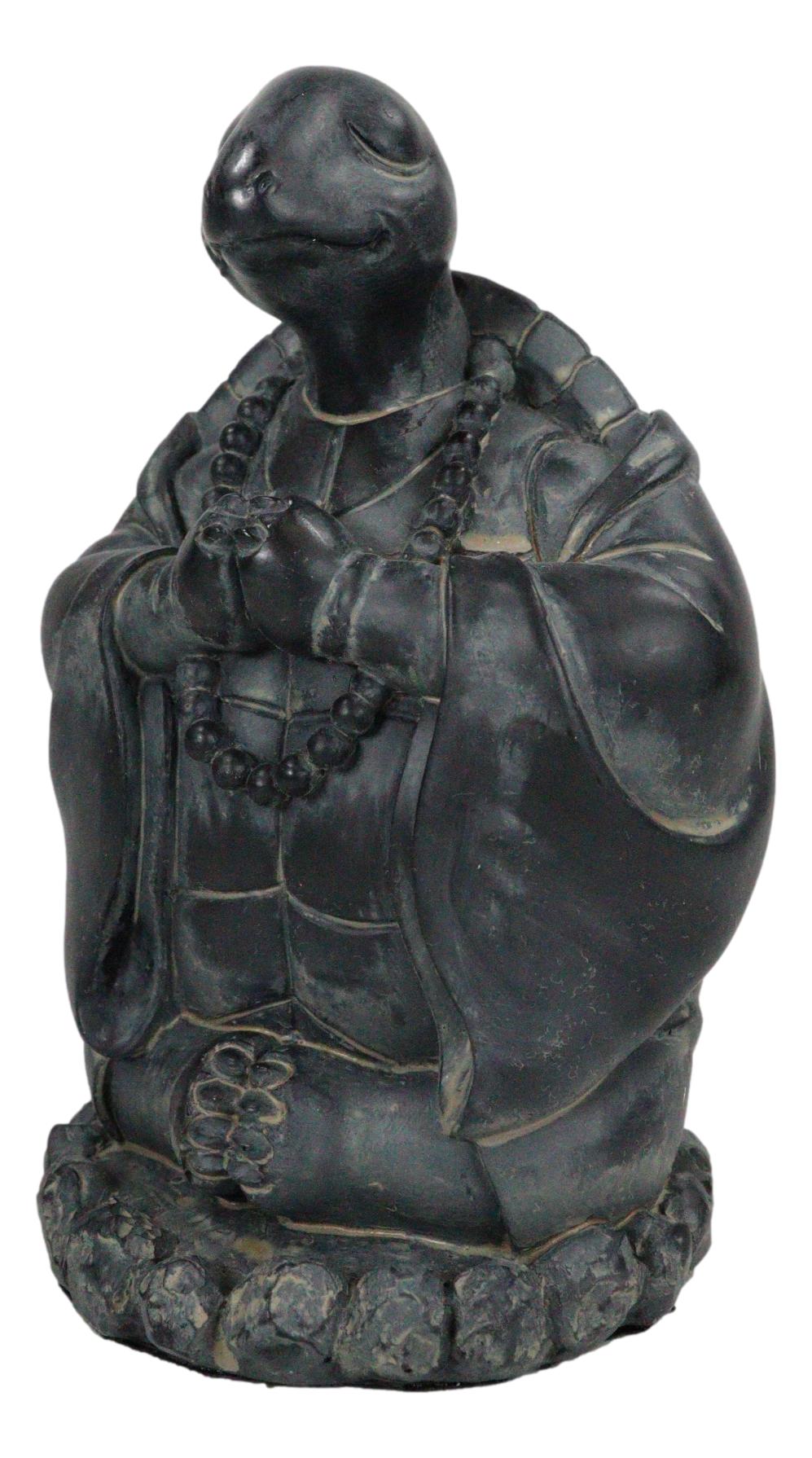 Feng Shui Zen Celestial Buddha Turtle Chanting Mantra Decorative Talisman Statue - Ebros Gift