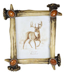 Rustic Buckhorn Stag Deer Antlers With Amber Faux Gems Easel Picture Frame 8X10