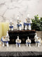 Ebros Blue White Feng Shui Miniature Thai Buddhism Elephants With Trunks Up Set of 7