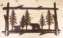 23"L Rustic Forest Black Bear And Cub By Pine Trees Metal Wall Art Sign Plaque