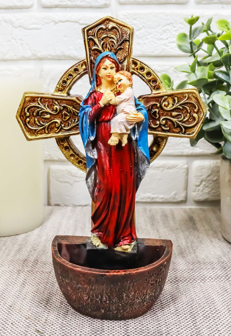Madonna Our Lady Of Grace With Child Jesus Water Font Wall Decor Rosary Holder