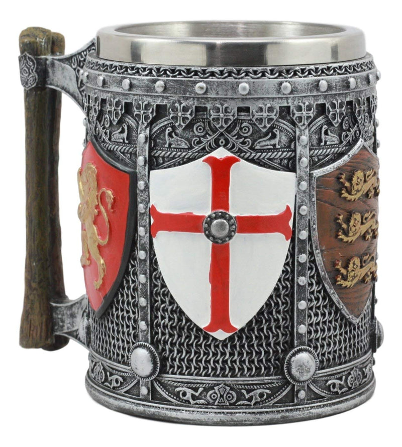 Large English Knight Shield Tankard Mug Beer Stein Beverage Cup 5.25" Tall