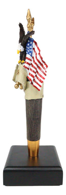 Ebros American Bald Eagle With USA Flag Novelty Beer Tap Handle Figurine With Base