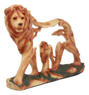 Ebros Large Faux Wood Majestic African Savannah Pride Lion Scene Sculpture