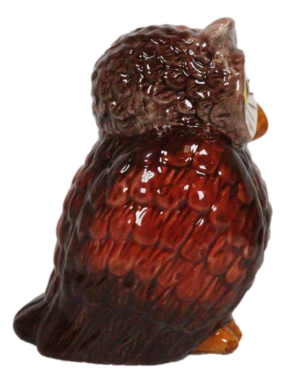 Nocturnal Tropical Great Horned Owl Couple Ceramic Salt Pepper Shakers Figurines - Ebros Gift
