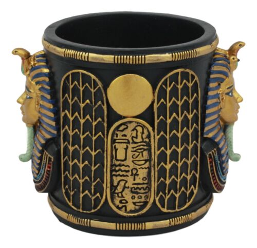 Egyptian King Tut Pharaoh Pen Holder 4"H Tutankhamun Bust Stationery Organizer