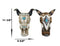 Set Of 2 Southwest Cow Skull With Turquoise Rocks And Braided Ropes Floral Vases