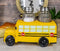 Ebros Yellow School Bus Decorative Glass Salt Pepper Shakers Holder Resin 6"L