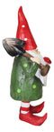Whimsical Green Thumb Gnome Planting Toadstool Mushroom with Shovel Figurine