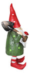 Whimsical Green Thumb Gnome Planting Toadstool Mushroom with Shovel Figurine