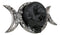 Wicca Witchcraft Triple Moon Insignia With Sleeping Black Cat And Rose Figurine