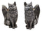 Gothic Angel Winged Cat Gargoyles Left And Right Facing Candle Holder Statue Set