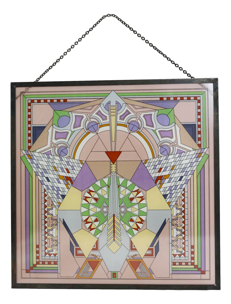 Frank Lloyd Wright Imperial Hotel Peacock Rug Stained Glass Wall Desktop Plaque