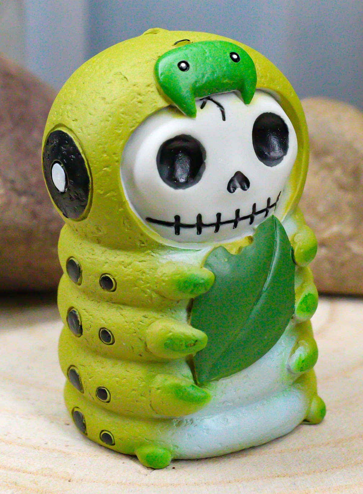 Furrybones Inch The Leaf Caterpillar Skeleton Monster Sit Up Ornament Figurine - Ebros Gift