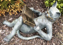 Outdoor Garden Bookworm Feline Cat With Glasses Enjoying The Weather Statue