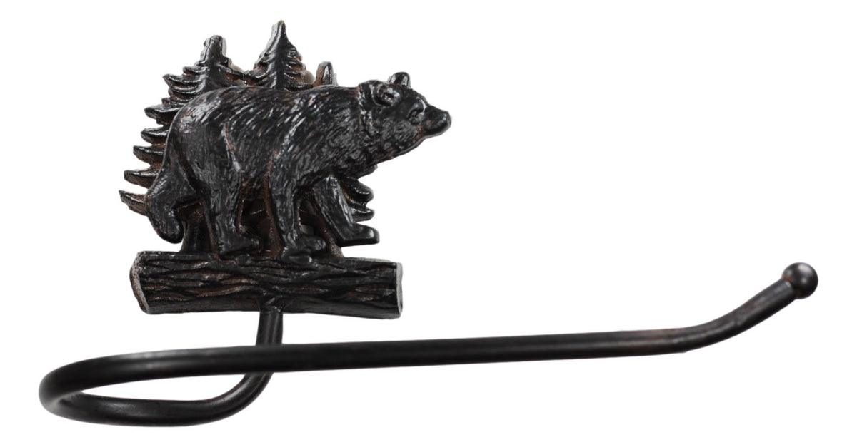 Ebros Whimsical Black Bear Toilet Paper Holder Bathroom Wall Decoration 8.25"H
